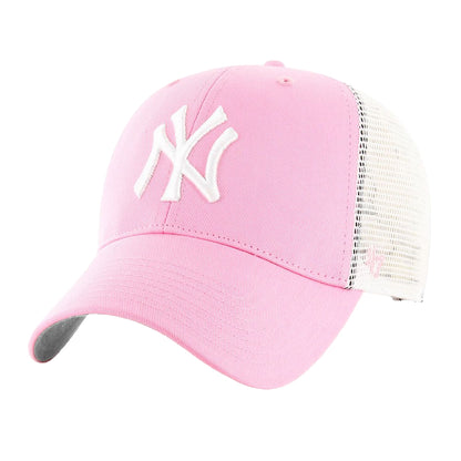 Pink-White - Front - New York Yankees Branson Trucker 47 Snapback Cap