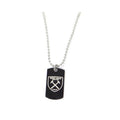 Silver-Black - Front - West Ham United FC Stainless Steel Engraved Crest Dog Tag And Chain