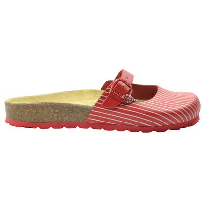Red - Front - Sanosan Womens-Ladies Florencia Stripe Leather Sandals