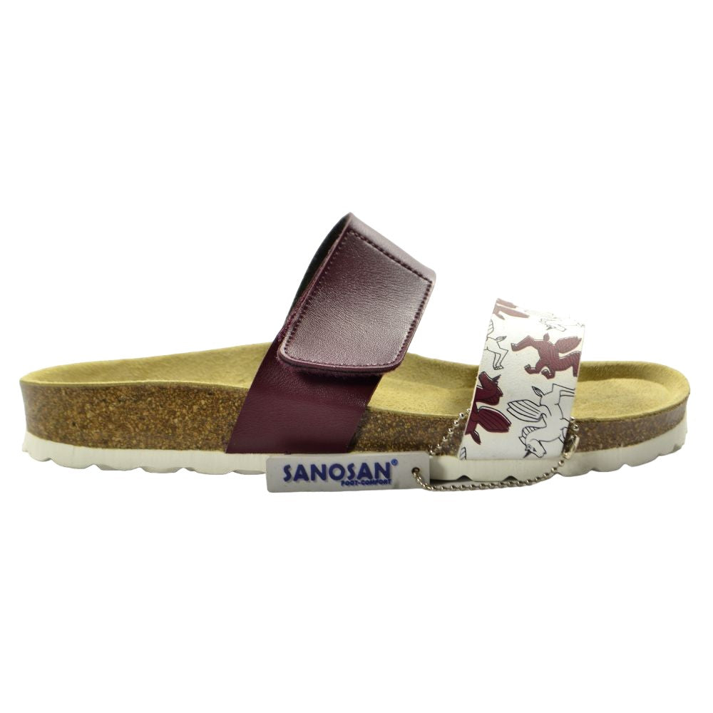 Dark Vine-White - Front - Sanosan Womens-Ladies Manhatan Serigr Leather Sandals