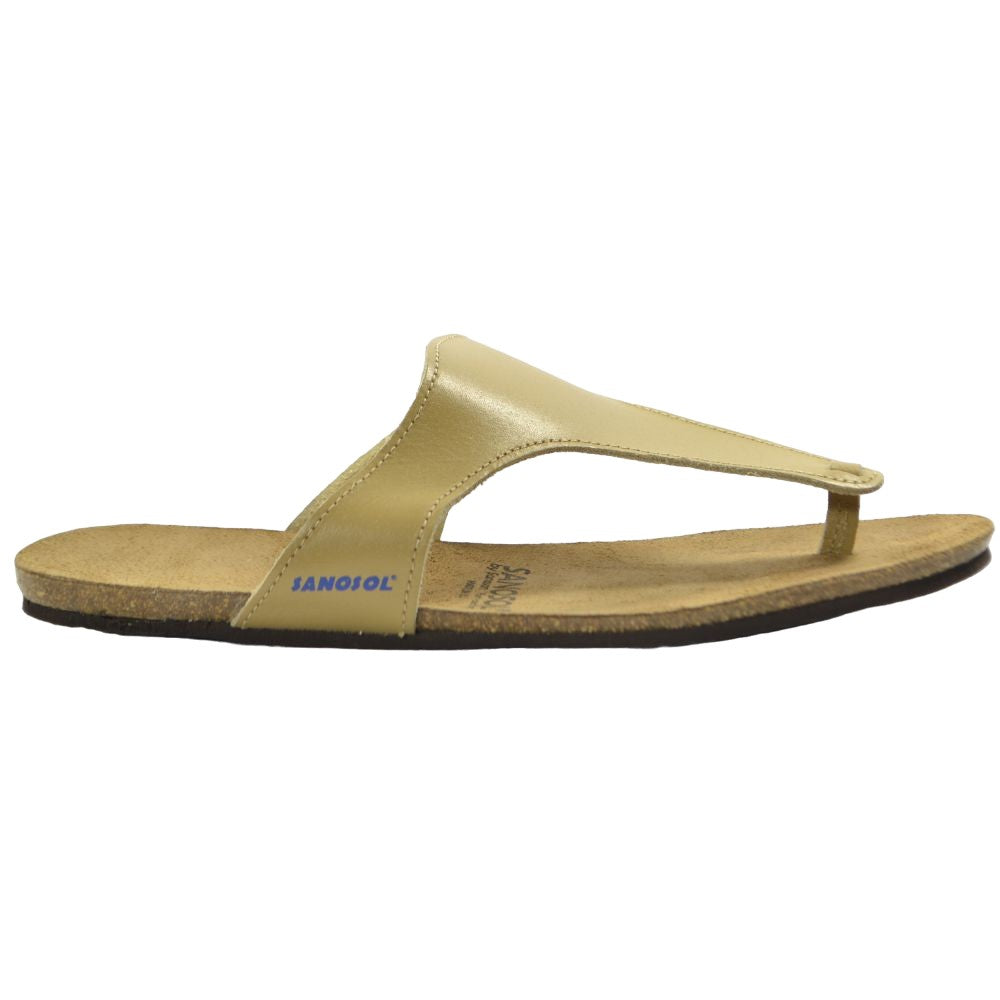 Beige - Front - Sanosan Unisex Adult Lisa Leather Sandals