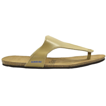Beige - Front - Sanosan Unisex Adult Lisa Leather Sandals