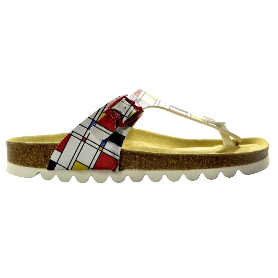 White-Multicoloured - Front - Sanosan Womens-Ladies Geneve Srg Retro Leather Sandals