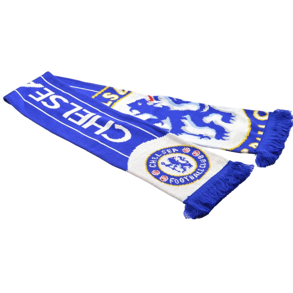 Royal Blue-White - Front - Chelsea FC Crest Jacquard Scarf