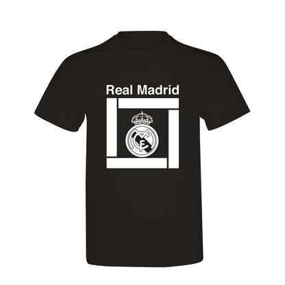 Black-White - Front - Real Madrid CF Mens Crest T-Shirt