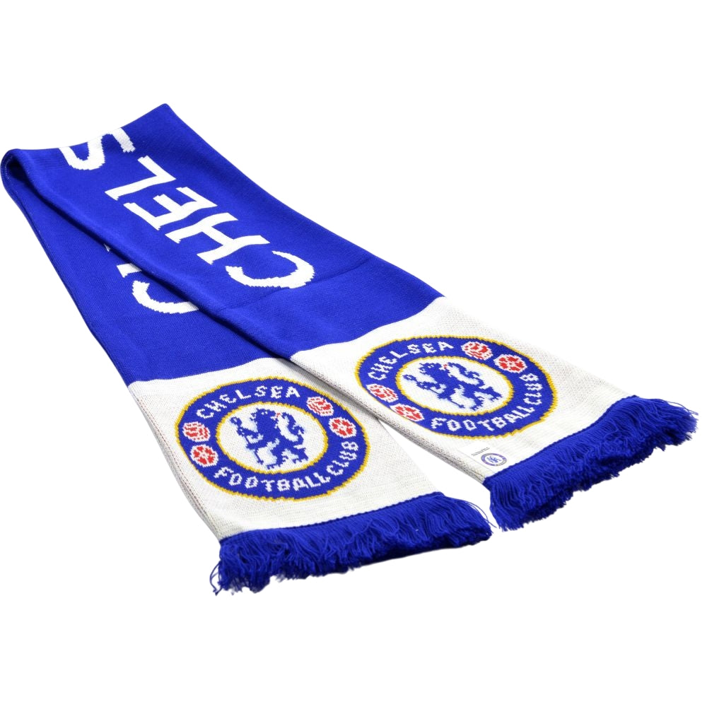 Royal Blue-White - Front - Chelsea FC Wordmark Knitted Scarf