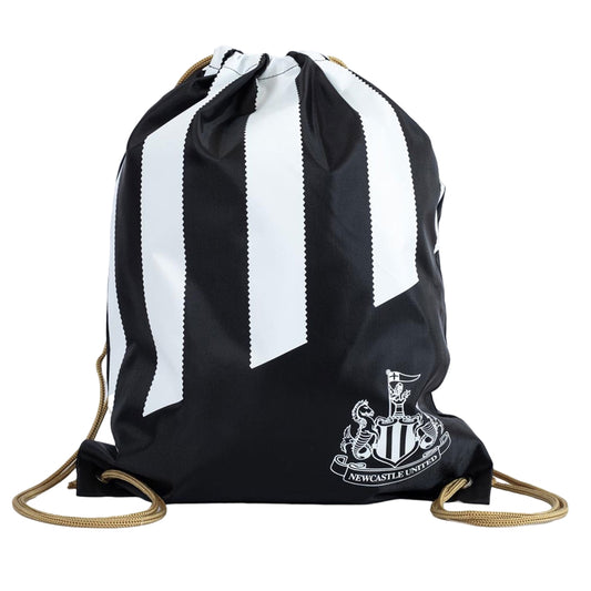 Black-White - Front - Newcastle United FC Stripe Drawstring Bag