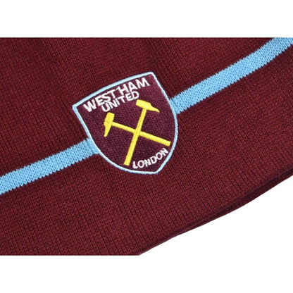 Claret Red-Sky Blue - Back - West Ham United FC Crest Knitted Beanie