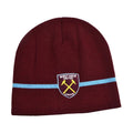 Claret Red-Sky Blue - Front - West Ham United FC Crest Knitted Beanie