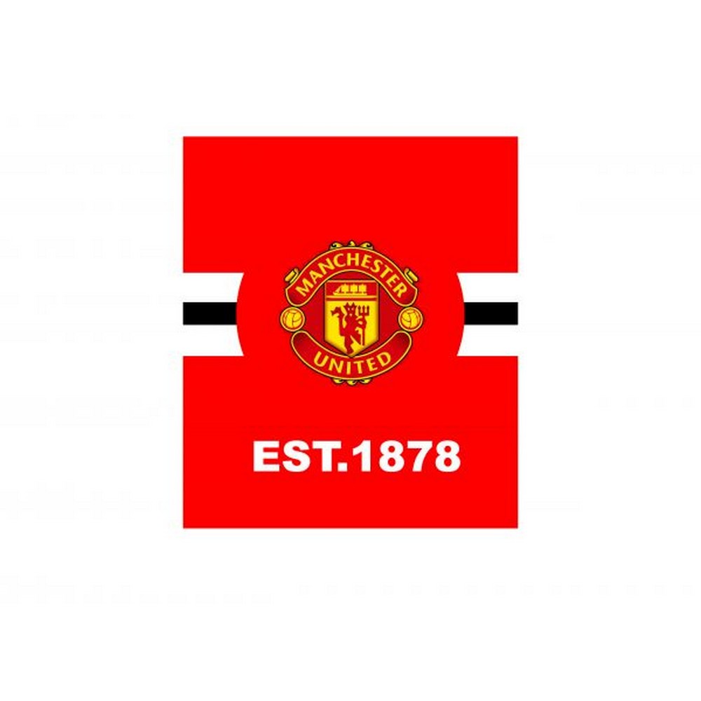 Red-Yellow - Side - Manchester United FC Core Plush Stripe Sherpa Lined Blanket