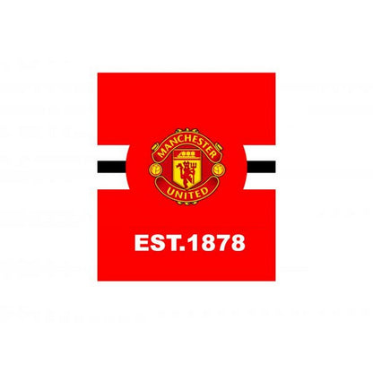 Red-Yellow - Side - Manchester United FC Core Plush Stripe Sherpa Lined Blanket