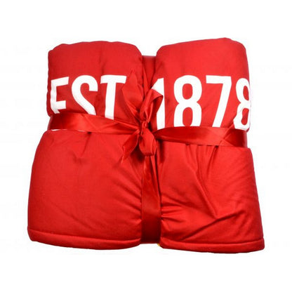 Red-Yellow - Front - Manchester United FC Core Plush Stripe Sherpa Lined Blanket
