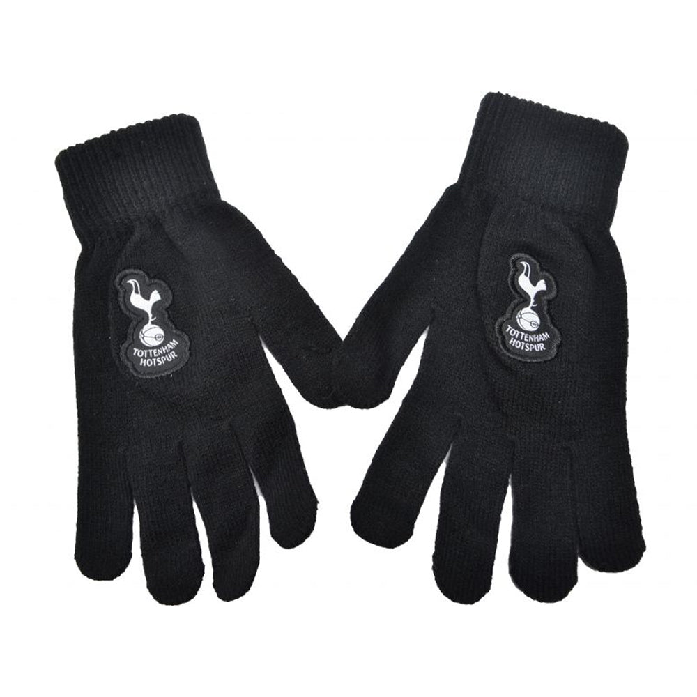 Black - Front - Tottenham Hotspur FC Unisex Adult Knitted Winter Gloves