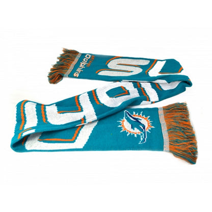 Blue-White-Yellow - Front - Miami Dolphins Official NFL Word Mark Scarf