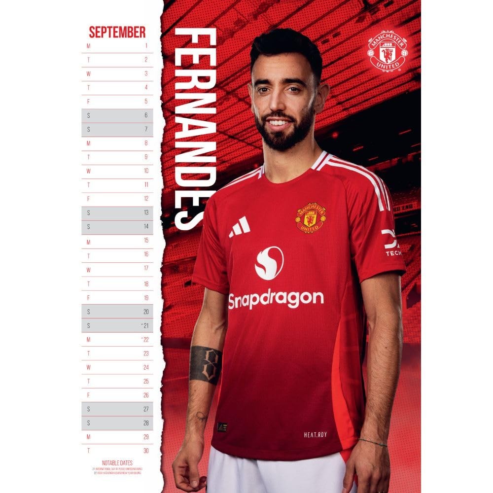 Red-White-Yellow - Side - Manchester United FC 2025 A3 Wall Calendar