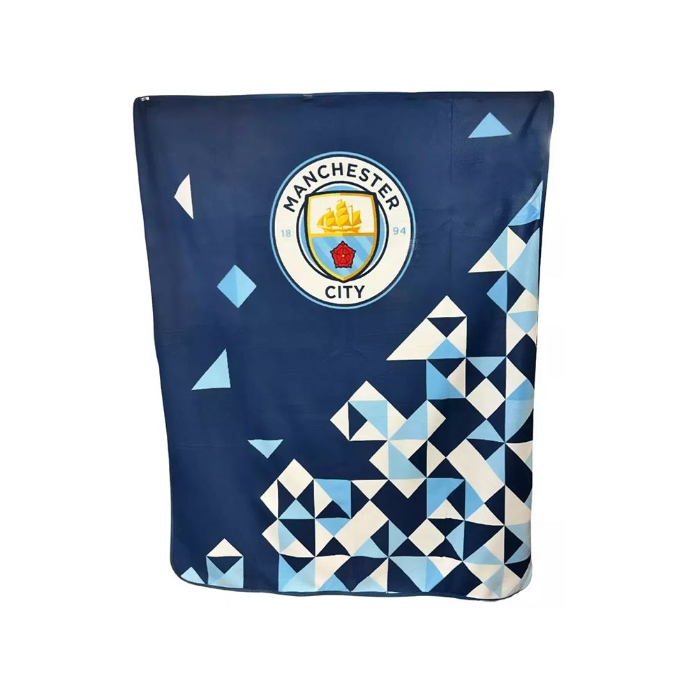 Blue-Dusky Blue-White - Front - Manchester City FC Fleece Particle Blanket