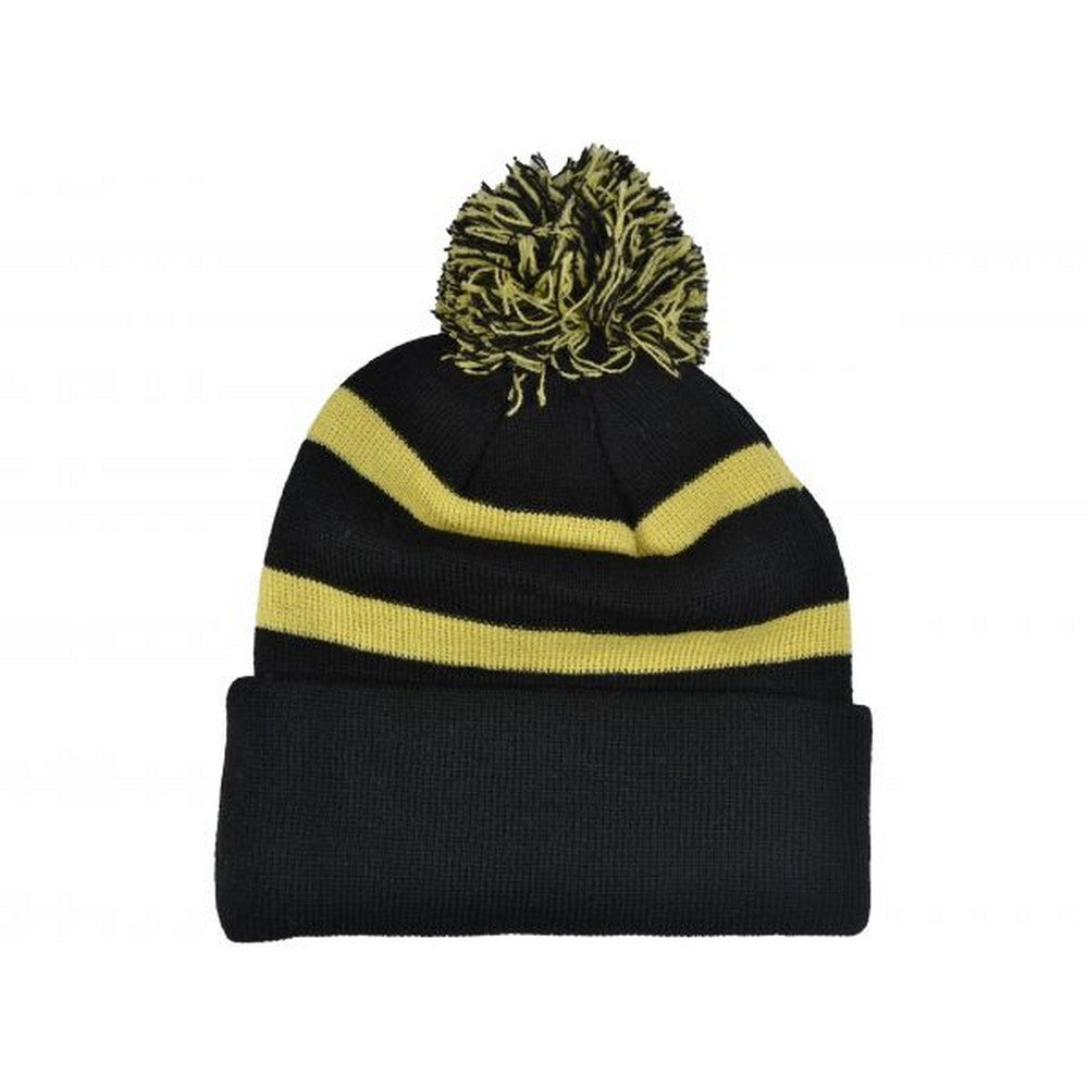 Black-Gold - Back - Arsenal FC Striped Bobble Beanie