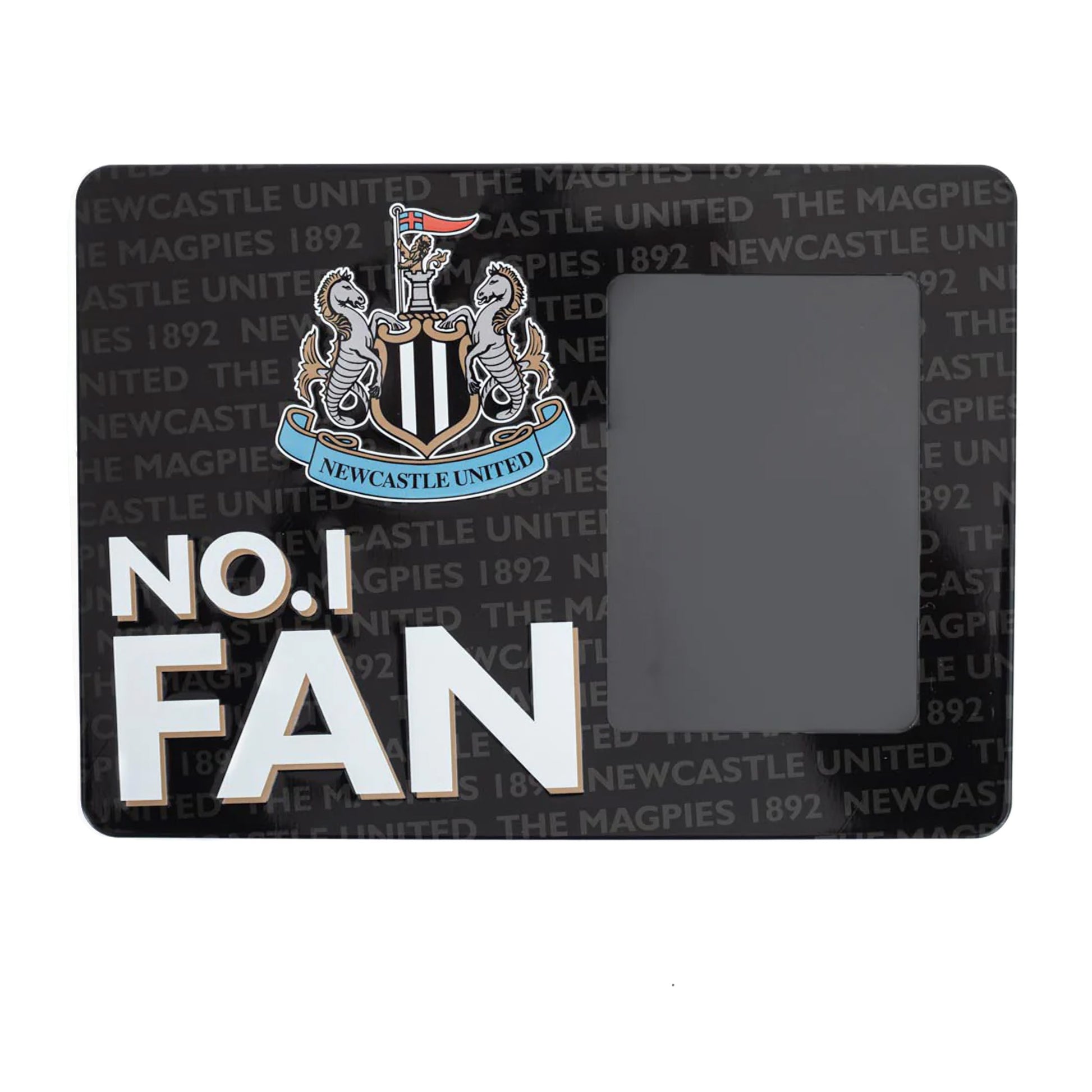 Black-White-Blue-Gold - Front - Newcastle United FC No. 1 Fan Metal Embossed Photo Frame