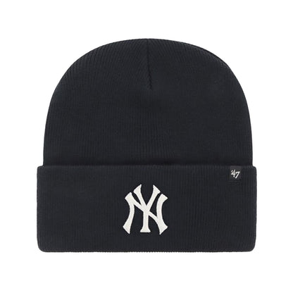 Navy-White - Front - New York Yankees Haymaker MLB 47 Knitted Cuff Beanie