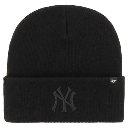 Black-Black - Front - New York Yankees Haymaker MLB 47 Knitted Cuff Beanie
