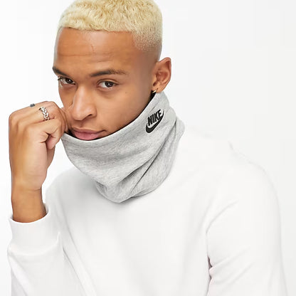 Grey Heather-Black-White - Side - Nike Club Reversible Fleece Neck Warmer