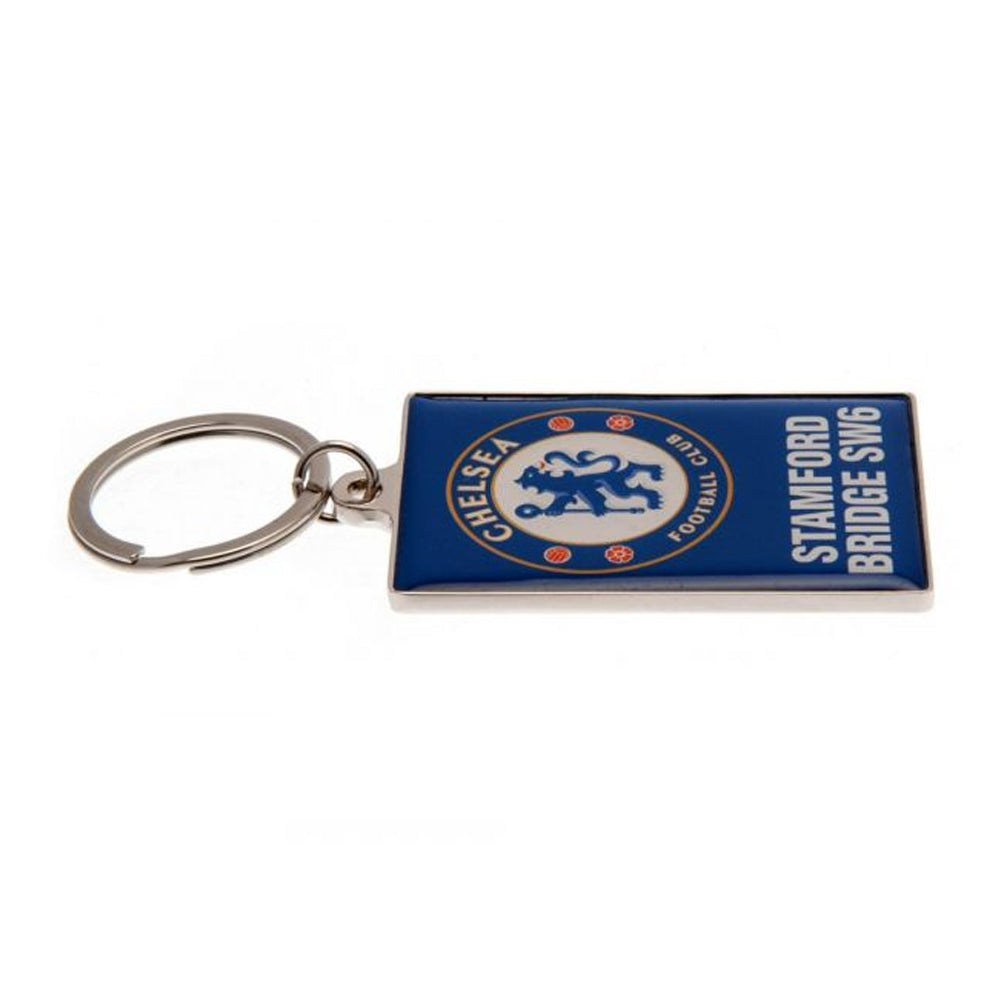 Blue-White-Silver - Back - Chelsea FC Stamford Bridge Crest Keyring