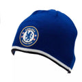 Royal Blue-Black - Back - Chelsea FC Crest Knitted Reversible Beanie