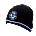Royal Blue-Black - Side - Chelsea FC Crest Knitted Reversible Beanie