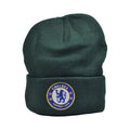 Dark Green - Front - Chelsea FC Bronx Crest Knitted Turn Up Hat