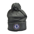 Dark Grey - Front - Chelsea FC Crest Knitted Bobble Hat
