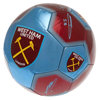 Claret-Sky Blue-Yellow - Back - West Ham United FC Printed Signature Mini Football