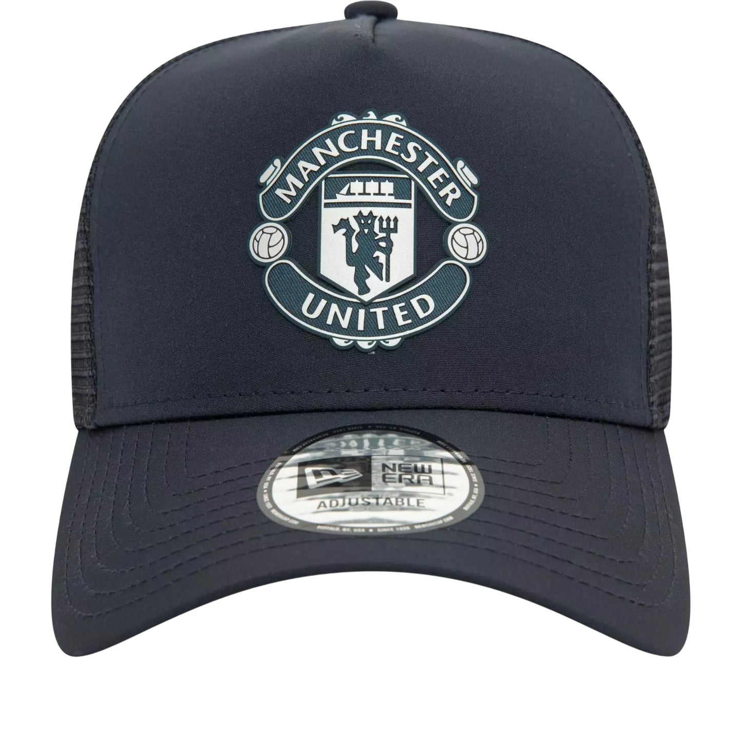Navy - Front - Manchester United FC New Era Rubber Badge Trucker Cap