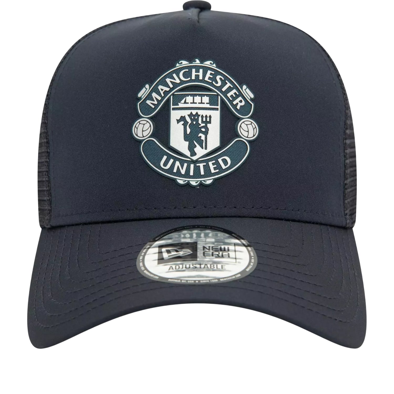 Navy - Front - Manchester United FC New Era Rubber Badge Trucker Cap