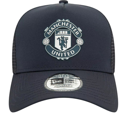 Navy - Front - Manchester United FC New Era Rubber Badge Trucker Cap