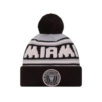 Black-White - Front - Inter Miami CF New Era Knitted Bobble Beanie