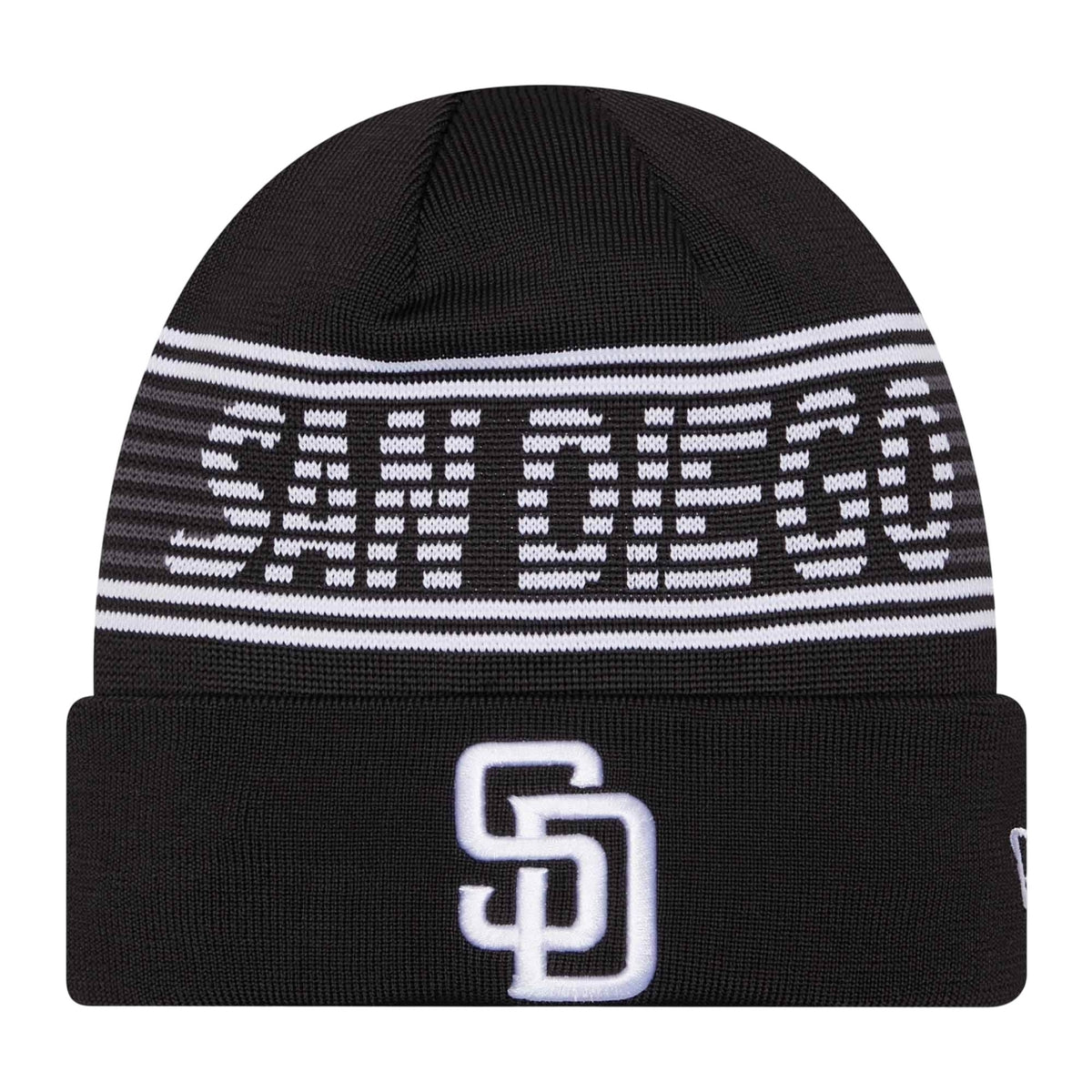 Black-White - Front - San Diego Padres New Era Knitted Sport Beanie