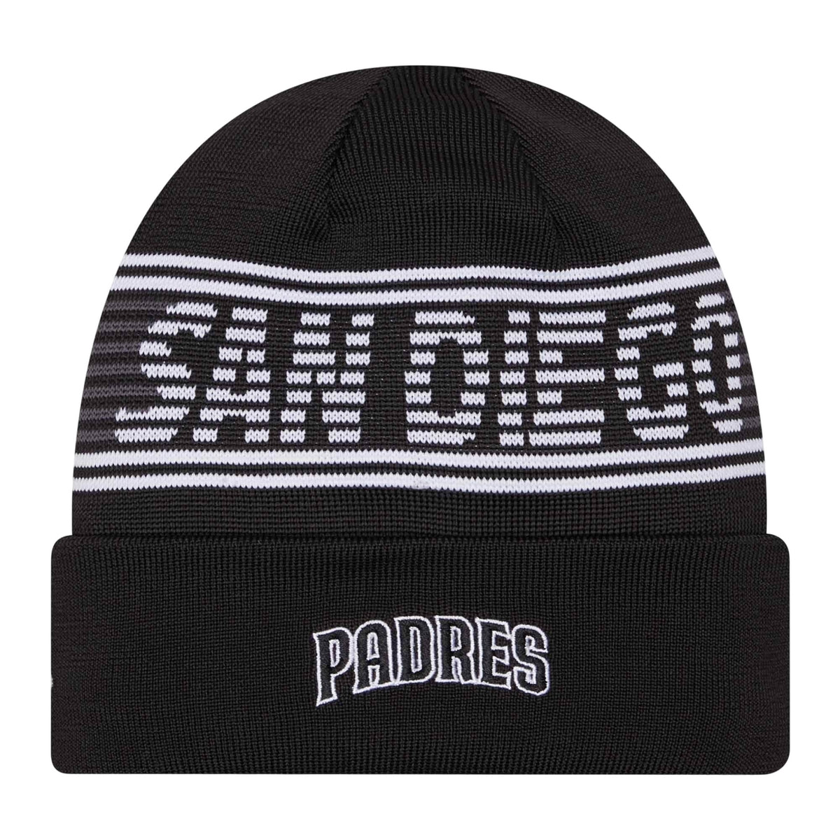 Black-White - Back - San Diego Padres New Era Knitted Sport Beanie