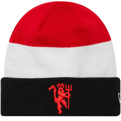 Black-Red-White - Front - Manchester United FC New Era Flag Knitted Cuffed Beanie