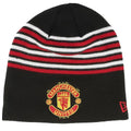 Black-Red-White - Front - Manchester United FC New Era Knitted Stripes Beanie