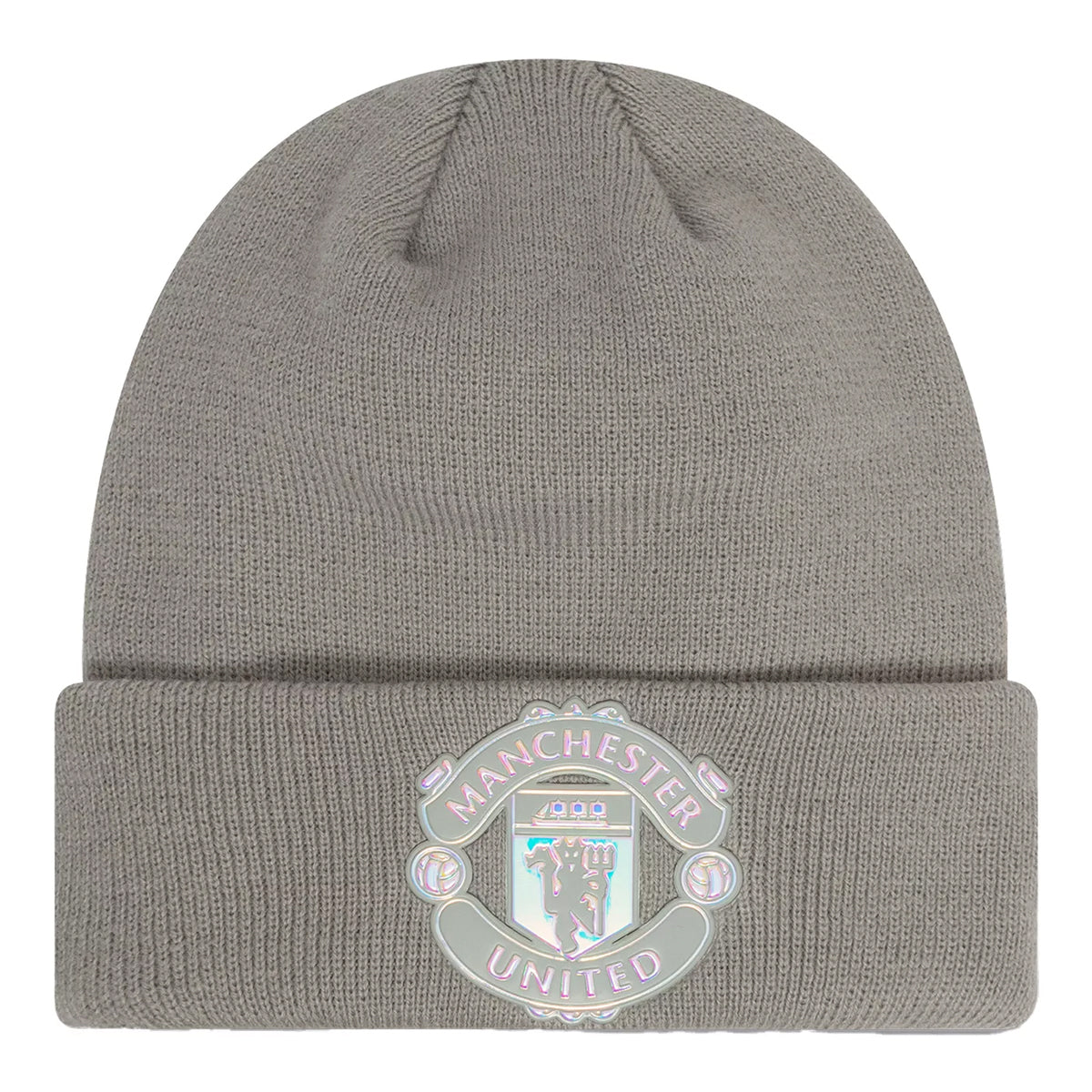 Grey - Front - Manchester United FC New Era Iridescent Cuffed Beanie