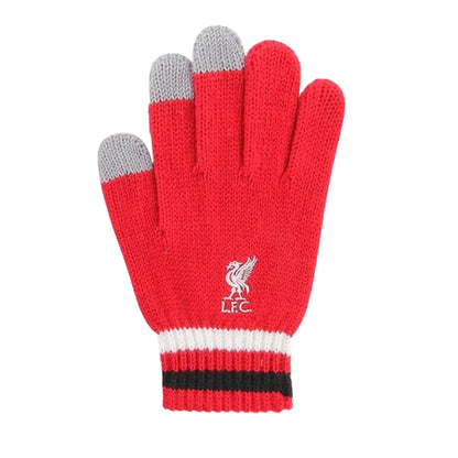 Red-Black-White - Back - Liverpool FC Unisex Adult Branded Knitted 47 Gloves
