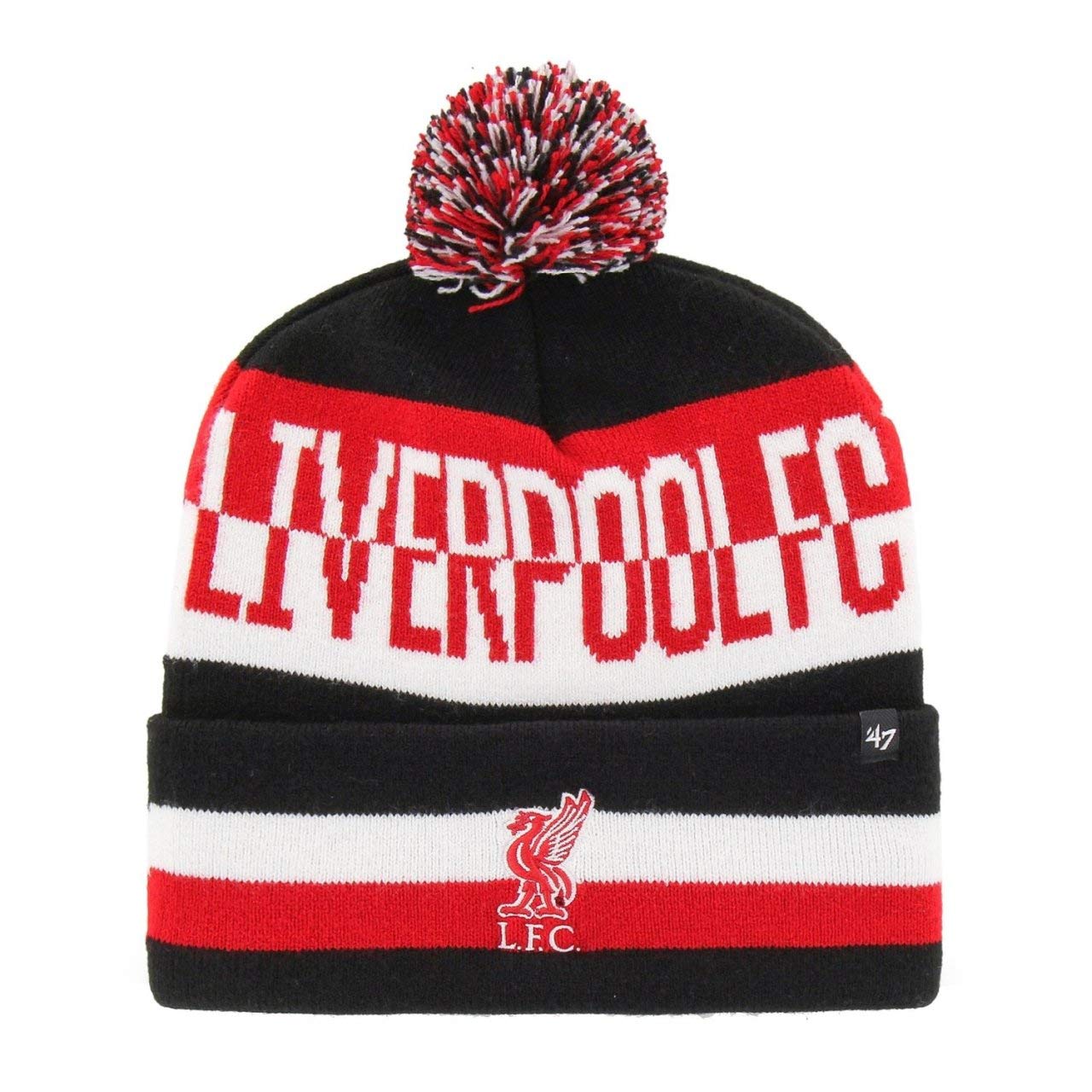 Red-White - Front - Liverpool FC 47 Pom Pom Beanie