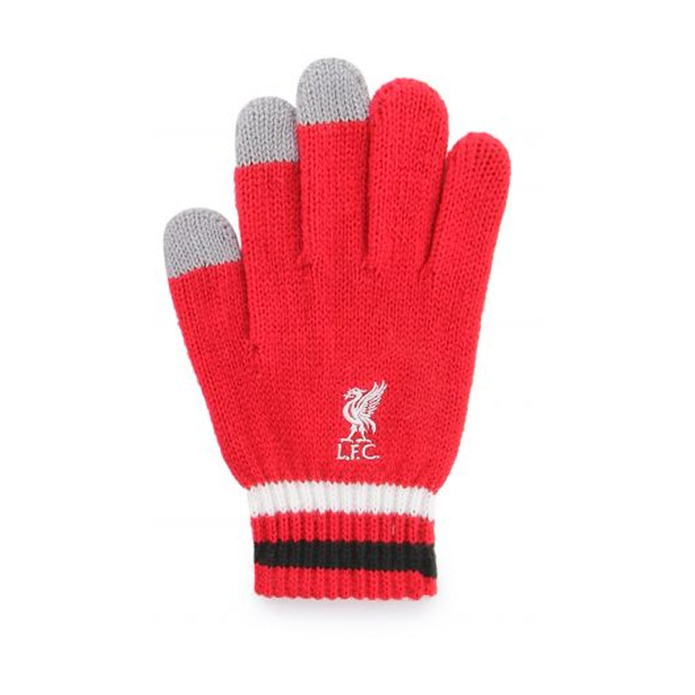 Red-White-Grey - Back - Liverpool FC Childrens-Kids Touch Screen Knitted 47 Gloves