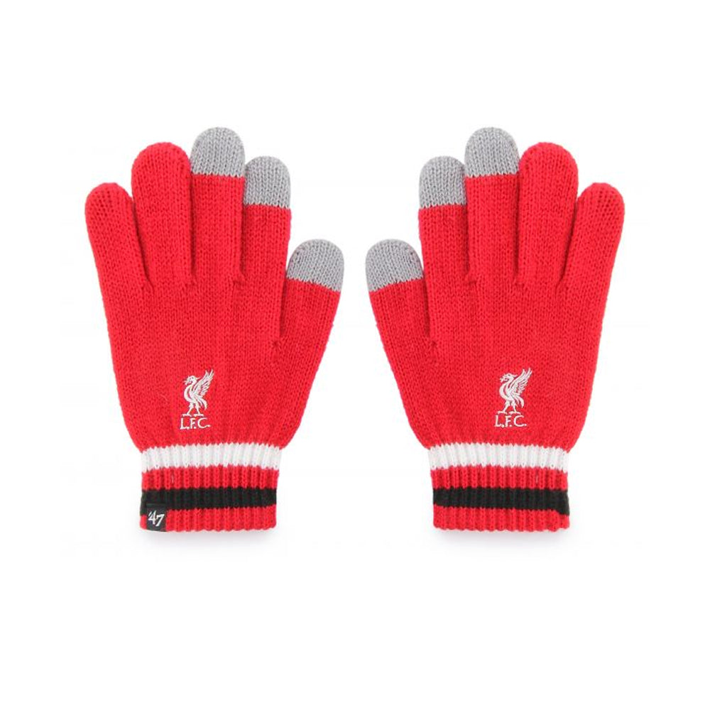 Red-White-Grey - Front - Liverpool FC Childrens-Kids Touch Screen Knitted 47 Gloves