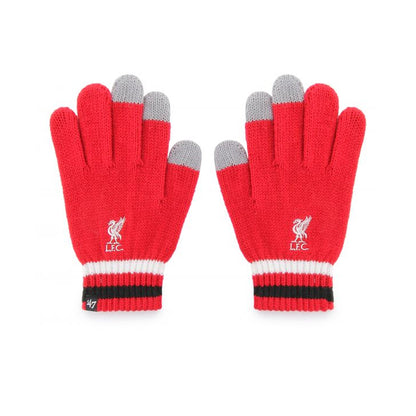 Red-White-Grey - Front - Liverpool FC Childrens-Kids Touch Screen Knitted 47 Gloves