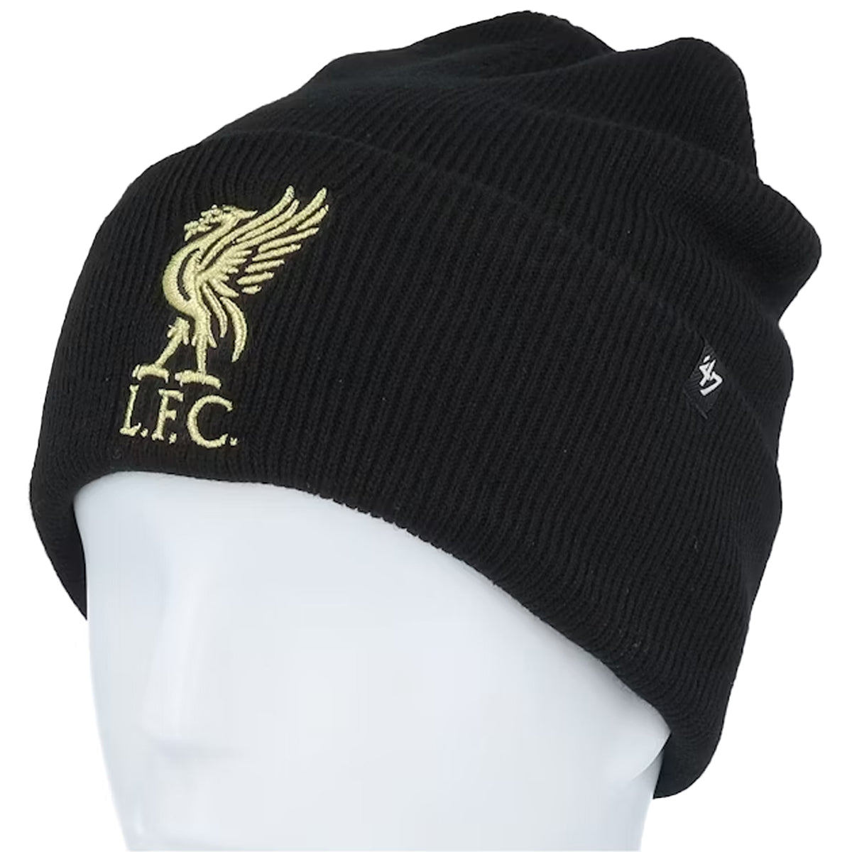 Black - Side - Liverpool FC 47 Knitted Turned Up Cuff Beanie