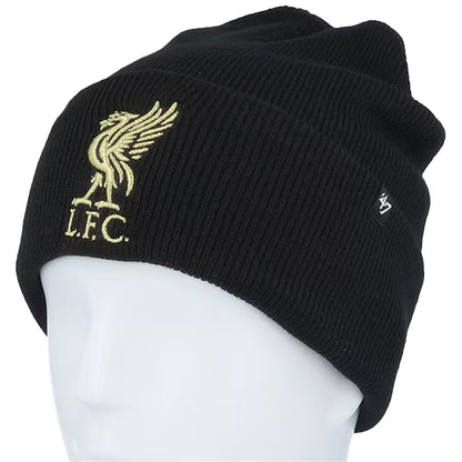 Black - Side - Liverpool FC 47 Knitted Turned Up Cuff Beanie