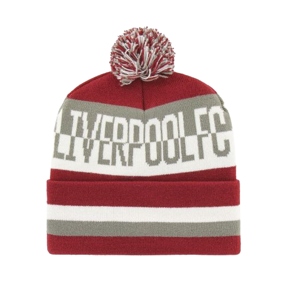Red-White-Grey - Back - Liverpool FC 47 Pom Pom Beanie