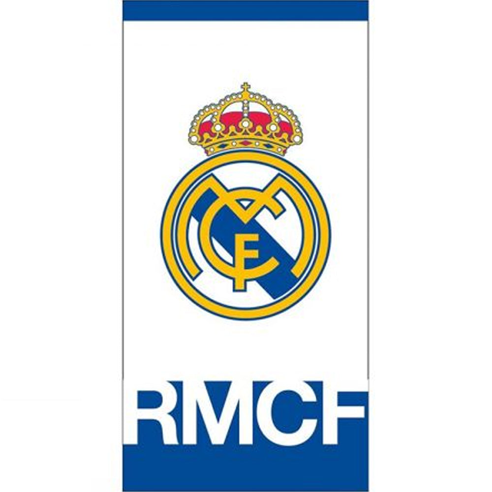 White - Front - Real Madrid CF Crest Beach Towel