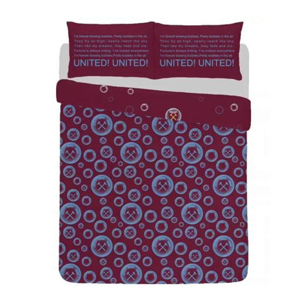Maroon - Back - West Ham United FC Forever Blowing Reversible Bubbles Duvet Cover Set